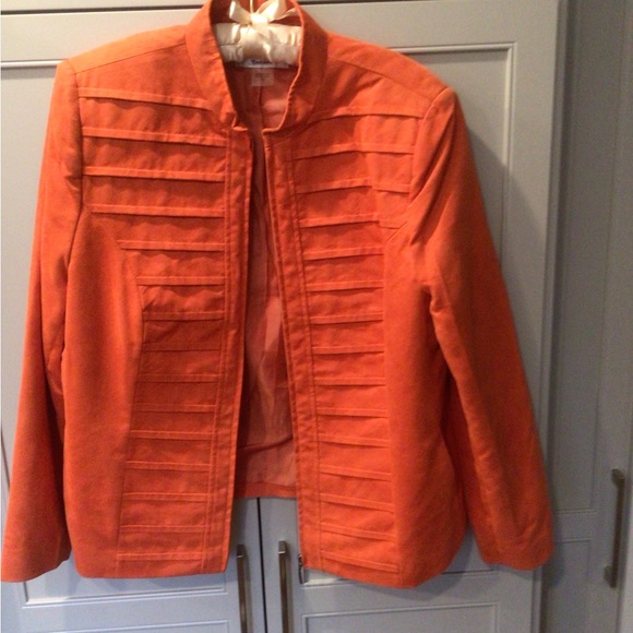 Tan Jay suede-like orange jacket/blazer with  bonus coordinating Tee - Picture 4 of 8